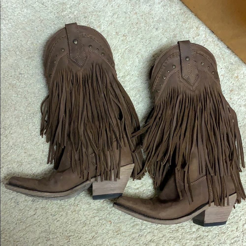 Liberty Black Vegas Fringe Boots - Pointed Toe - Picture 3 of 5